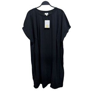 Lularoe Chelsea Women Plus Size 3XL Black Ribbed Short Sleeve T~Shirt Dress -NWT